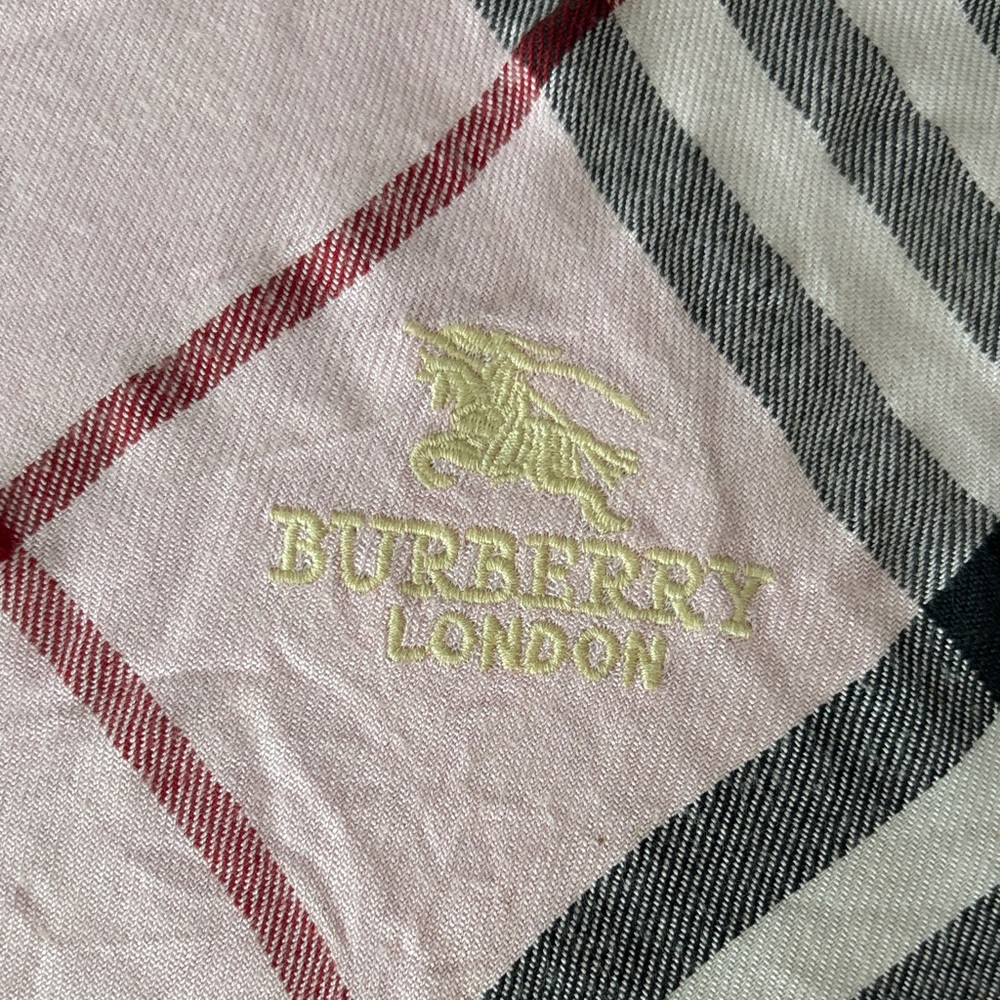 Burberry Lightweight Check Wool Silk Scarf- Pink
